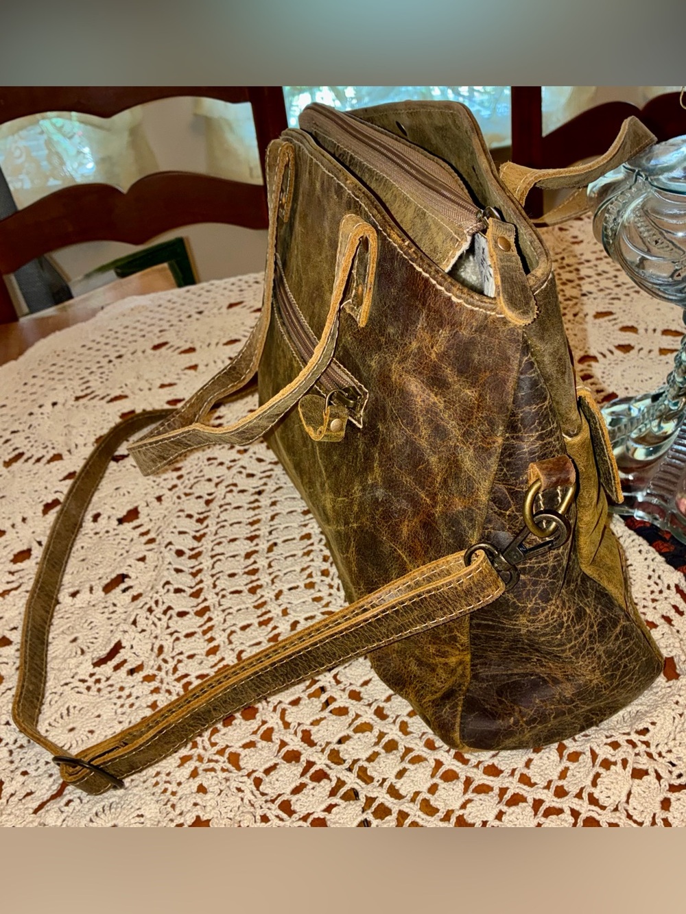 Myra Bag "Ultimate Choice" Brown Distressed Leather Shoulder Bag/Satchel - Picture 8 of 14